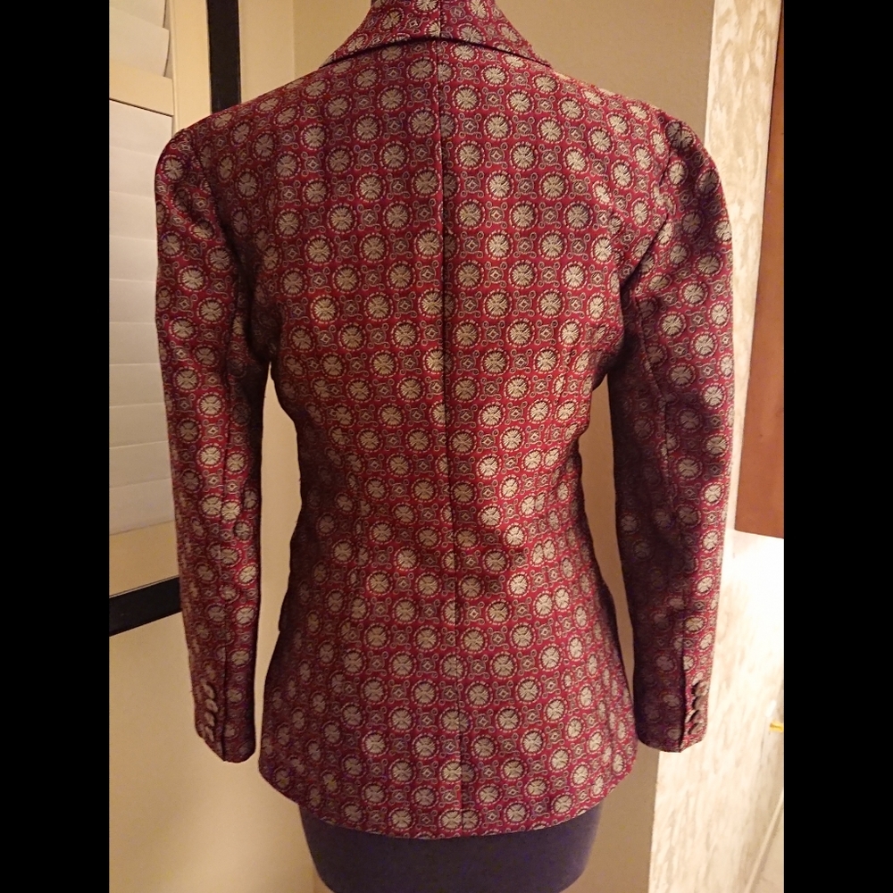 FLAW - Plz Read - Red Brocade THE LIMITED COLLECTION Smoking Jacket - Picture 2 of 13